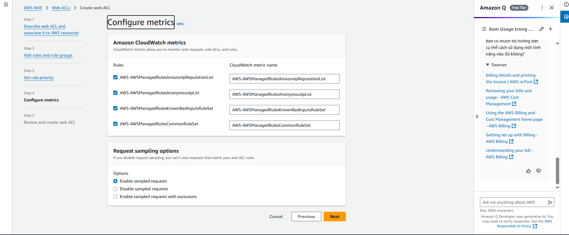 WAF Step 4 Metrics