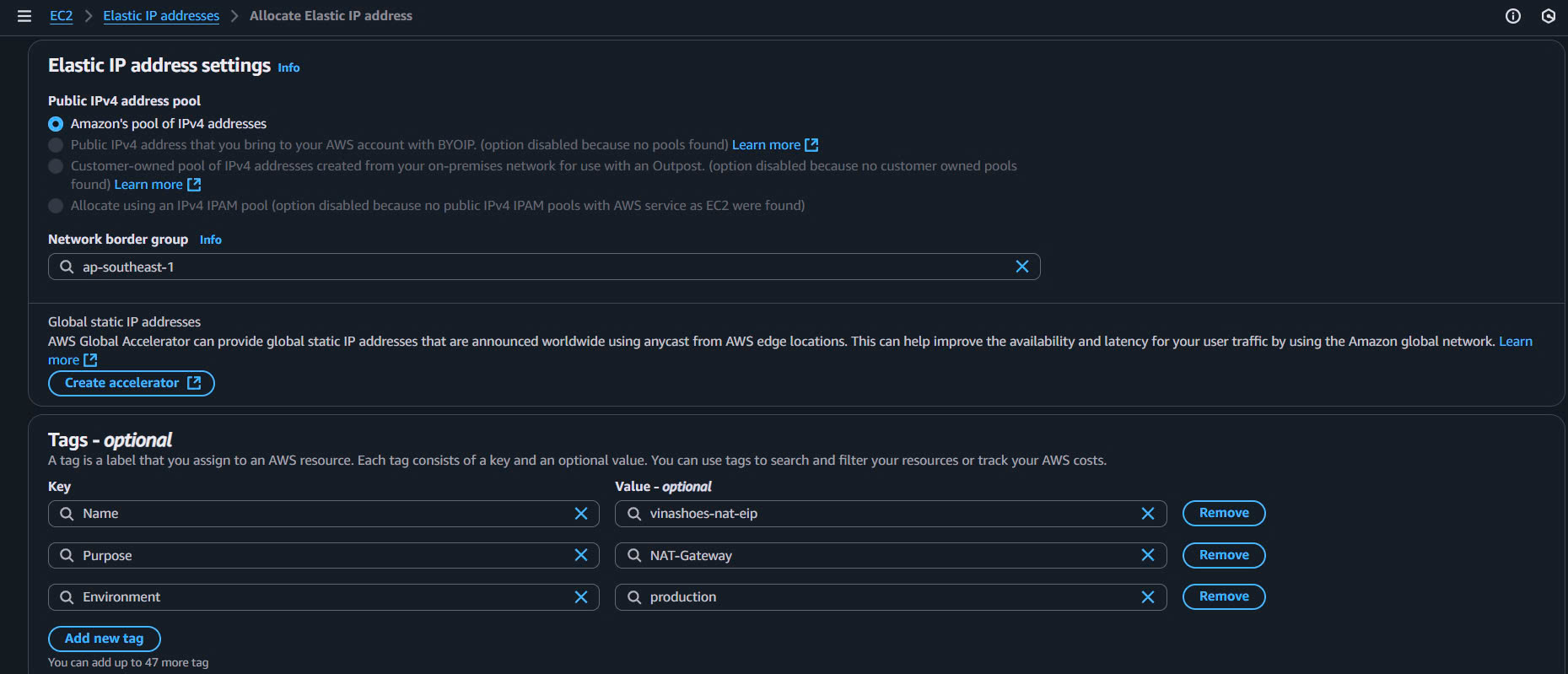 Allocate Elastic IP